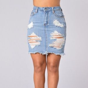 Distressed Midi Denim Skirt